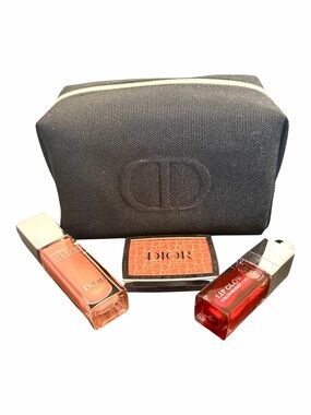Dior Makeup Bundle Full Size Lip Glow + Rosy Glow Blush+ Maximizer + Blk Bag NEW